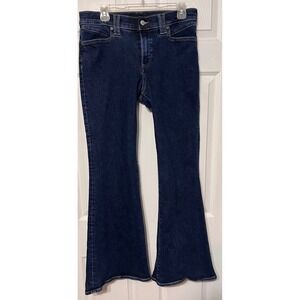 Express 70s Flare Mid Rise Hyper Sculpt HyperStretch Dark Wash Jeans 10R (32x32)